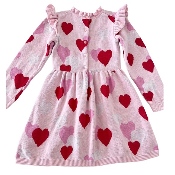 BEAUTIFUL Janie & Jack Kids Knit Pink Heart Sweater Dress | Girls 4T - Picture 4 of 8